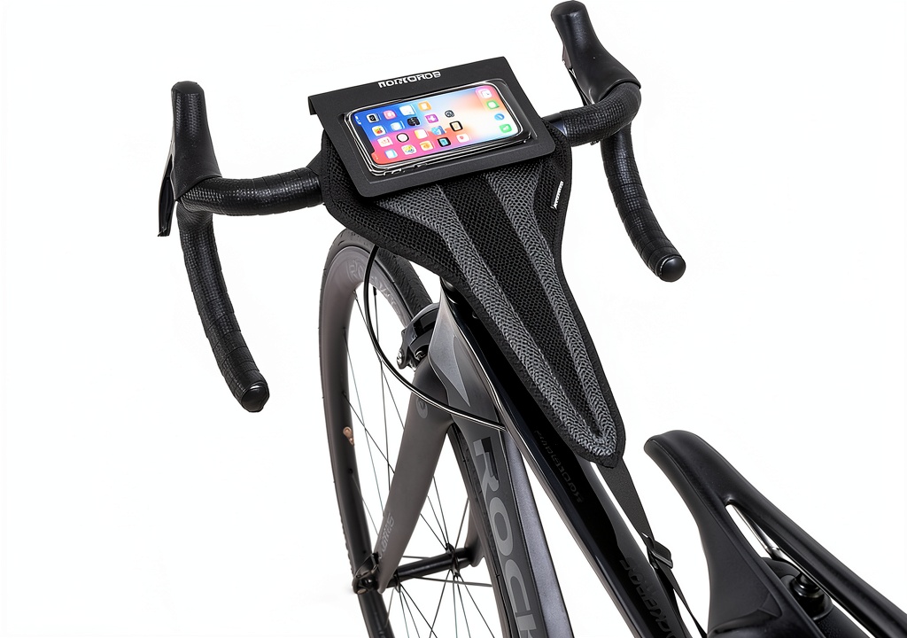 ROCKBROS bike sweat guard installed on a stationary bike