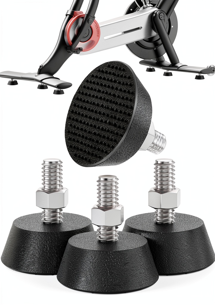 Installing Peloton Bike Compatible Support Pads by Crostice on a wooden floor