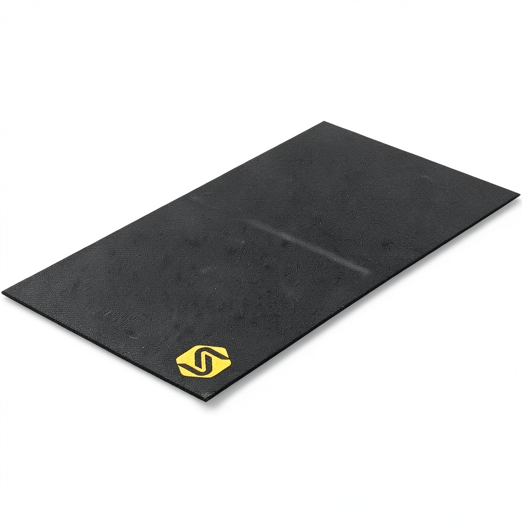 Installing Saris Bike Trainer Mat on a hardwood floor in a home gym