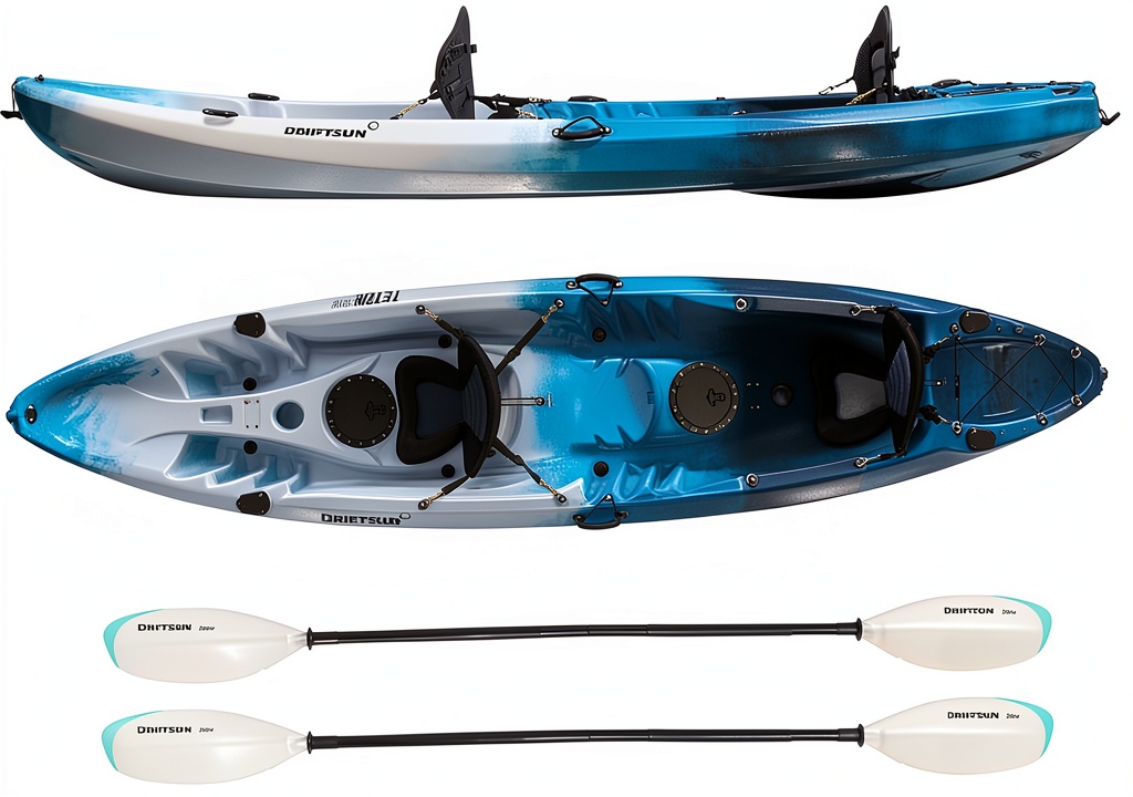 Driftsun tandem kayak on a lake with anglers