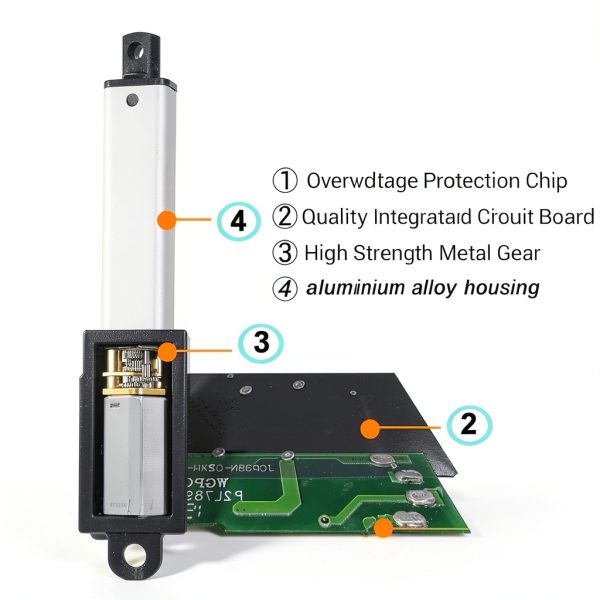 AWINLI Mini 12V Linear Actuator 2" Stroke 180N Waterproof Compact-3